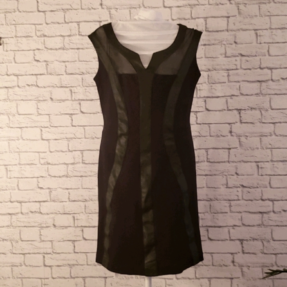 Leather and mesh detail Italian dress